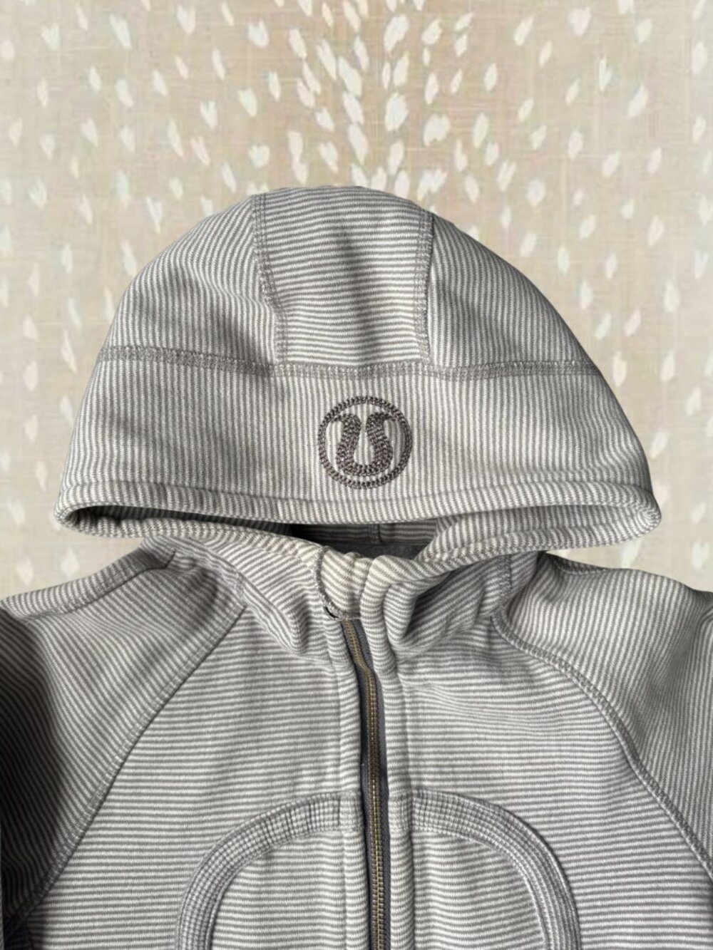 Lululemon Scuba Hoodie Grey Stripe Zip Up | Thumb Holes | Read Description - Picture 6 of 8